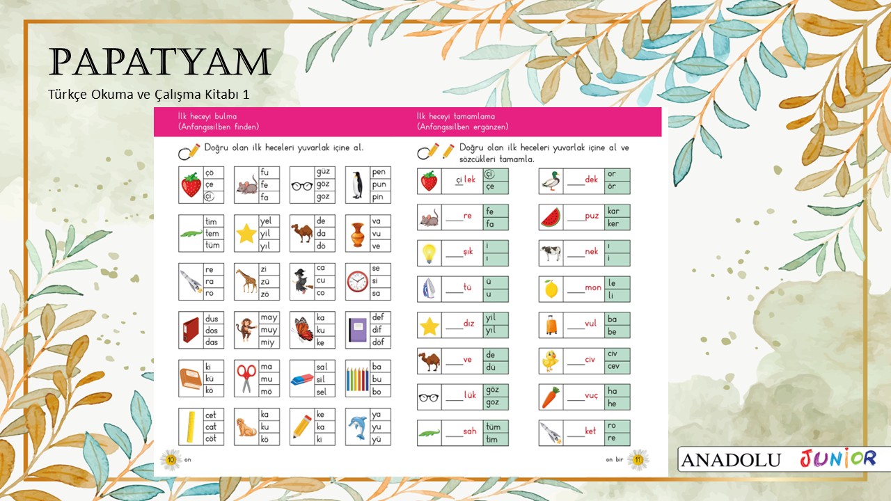 Papatyam 1 Türkçe Okuma ve Çalışma Kitabı