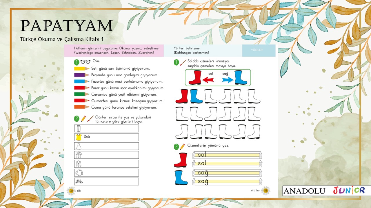 Papatyam 1 Türkçe Okuma ve Çalışma Kitabı